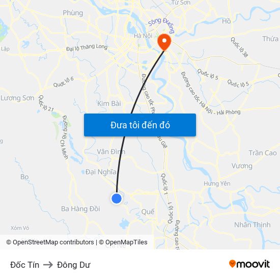 Đốc Tín to Đông Dư map