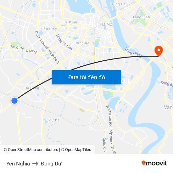 Yên Nghĩa to Đông Dư map