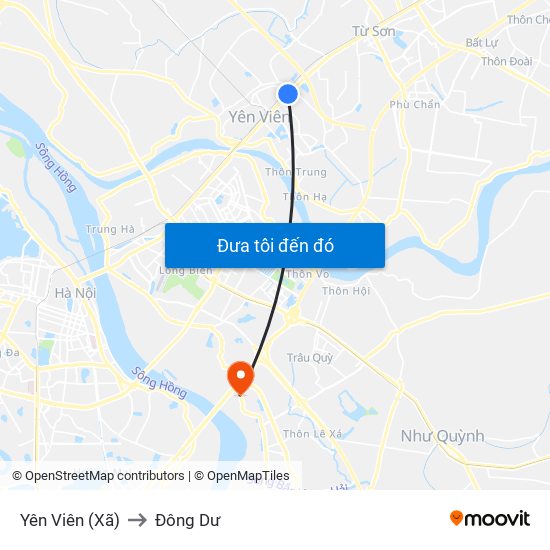 Yên Viên (Xã) to Đông Dư map