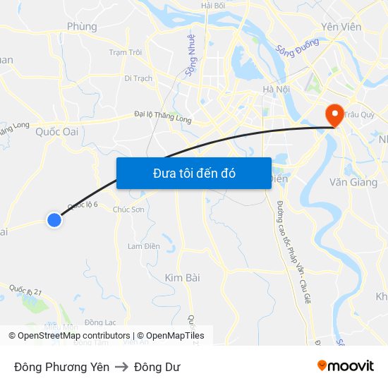 Đông Phương Yên to Đông Dư map