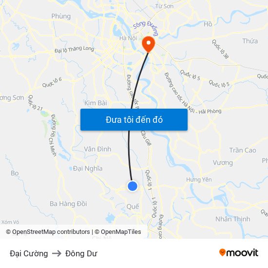 Đại Cường to Đông Dư map