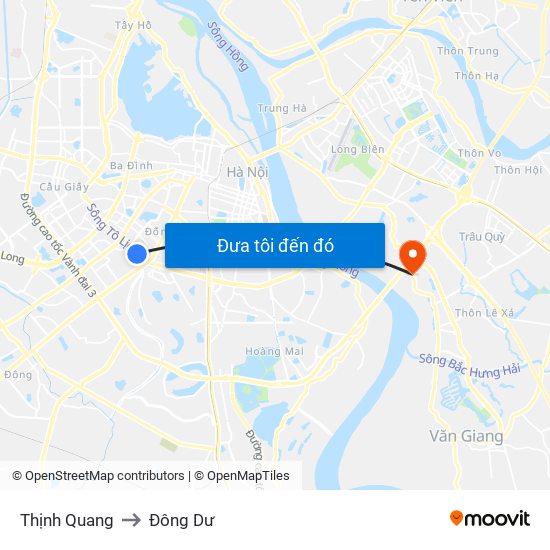 Thịnh Quang to Đông Dư map