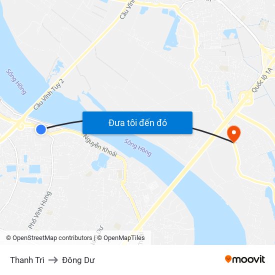 Thanh Trì to Đông Dư map