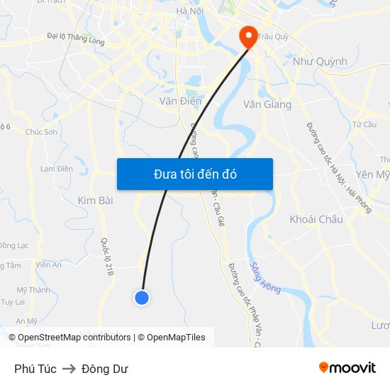 Phú Túc to Đông Dư map