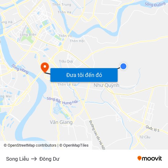 Song Liễu to Đông Dư map