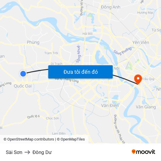 Sài Sơn to Đông Dư map