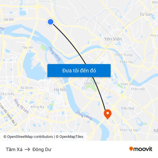 Tầm Xá to Đông Dư map