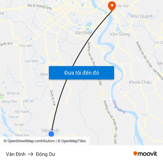 Vân Đình to Đông Dư map