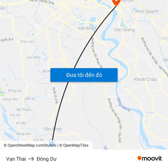 Vạn Thái to Đông Dư map