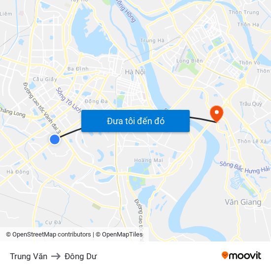 Trung Văn to Đông Dư map