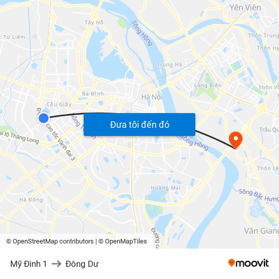 Mỹ Đình 1 to Đông Dư map