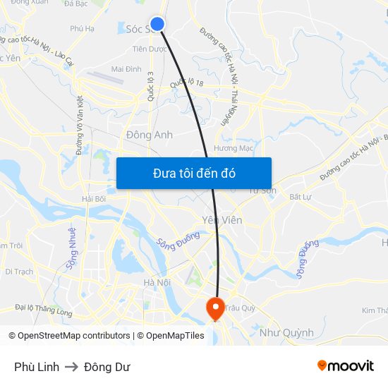 Phù Linh to Đông Dư map