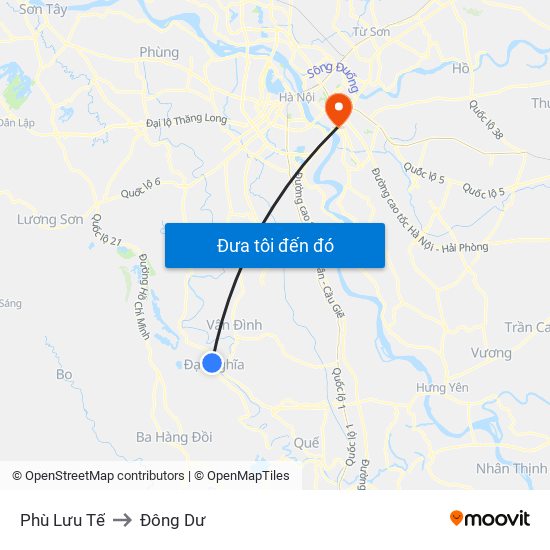 Phù Lưu Tế to Đông Dư map