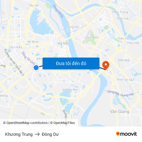 Khương Trung to Đông Dư map