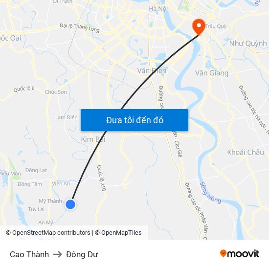 Cao Thành to Đông Dư map