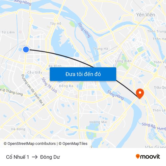 Cổ Nhuế 1 to Đông Dư map