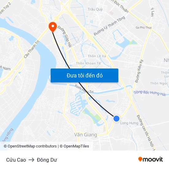 Cửu Cao to Đông Dư map