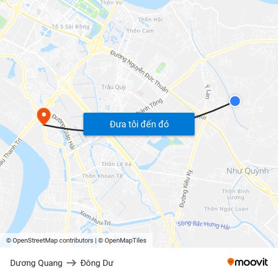 Dương Quang to Đông Dư map