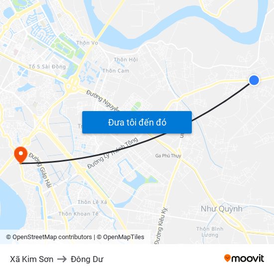 Xã Kim Sơn to Đông Dư map