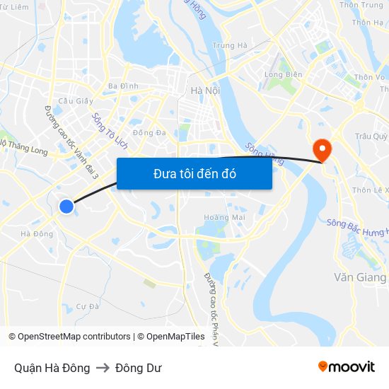 Quận Hà Đông to Đông Dư map