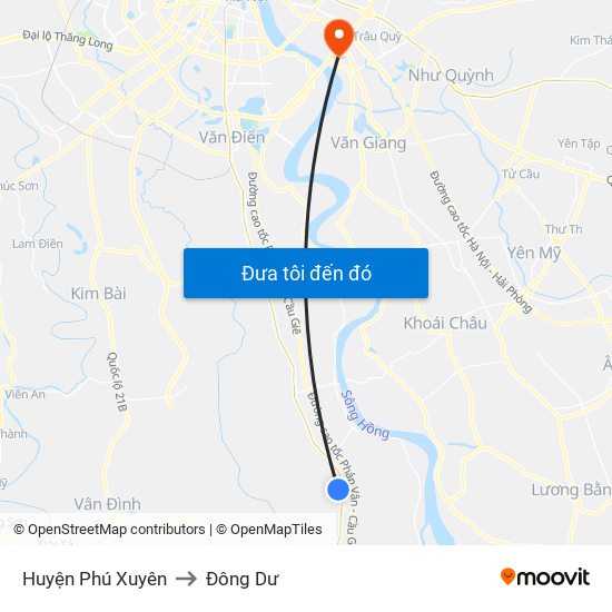Huyện Phú Xuyên to Đông Dư map