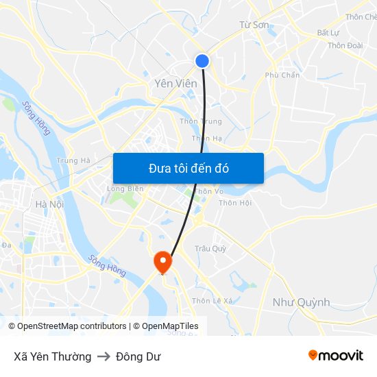 Xã Yên Thường to Đông Dư map