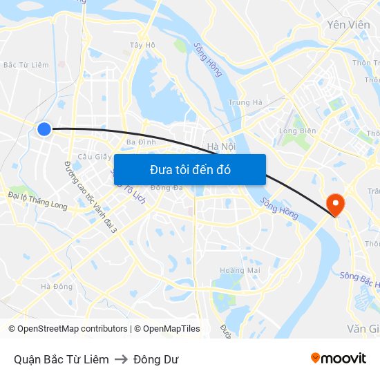 Quận Bắc Từ Liêm to Đông Dư map