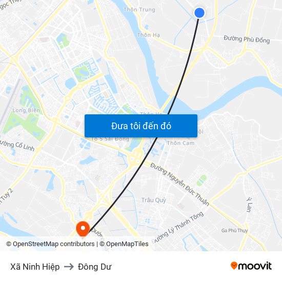 Xã Ninh Hiệp to Đông Dư map