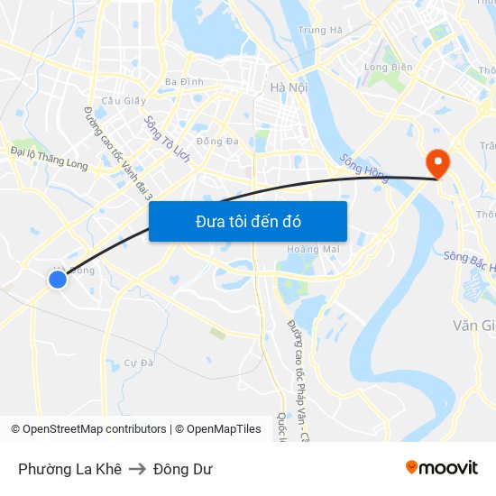 Phường La Khê to Đông Dư map