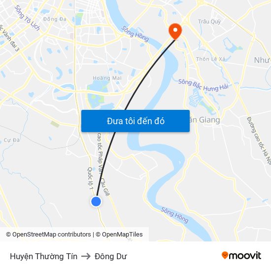 Huyện Thường Tín to Đông Dư map