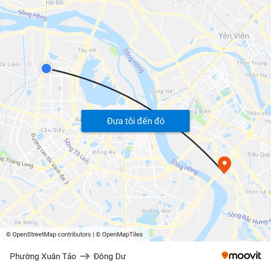 Phường Xuân Tảo to Đông Dư map