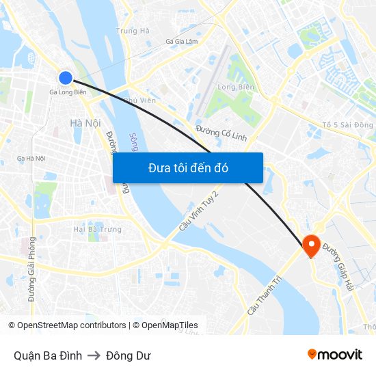 Quận Ba Đình to Đông Dư map