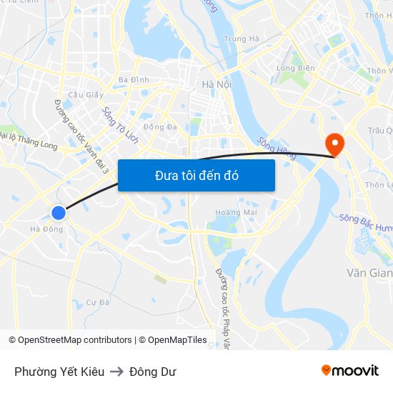 Phường Yết Kiêu to Đông Dư map