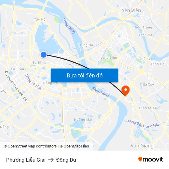 Phường Liễu Giai to Đông Dư map