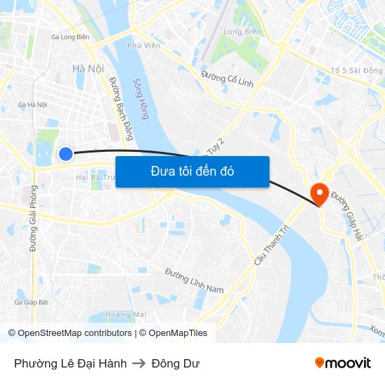 Phường Lê Đại Hành to Đông Dư map