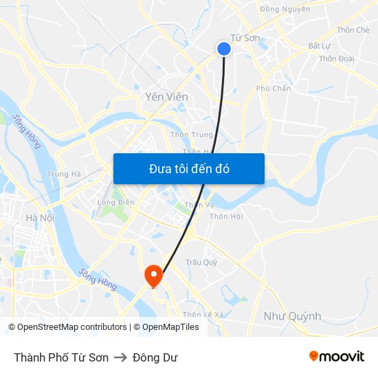 Thành Phố Từ Sơn to Đông Dư map