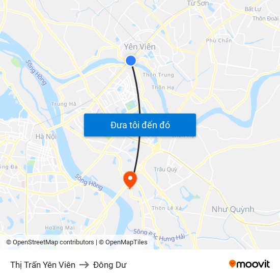 Thị Trấn Yên Viên to Đông Dư map