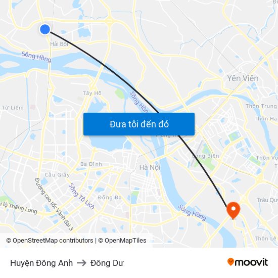 Huyện Đông Anh to Đông Dư map