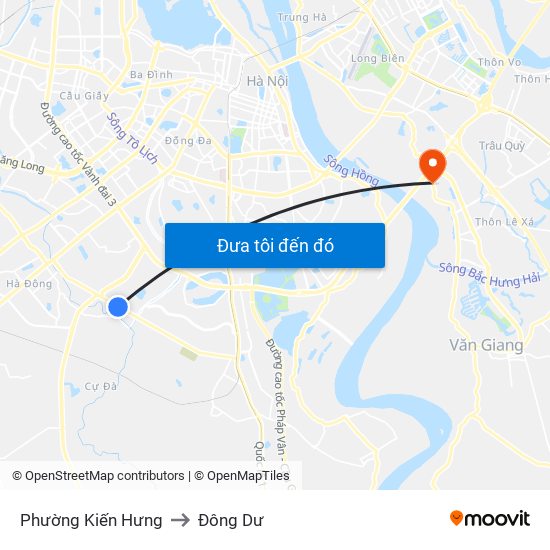 Phường Kiến Hưng to Đông Dư map