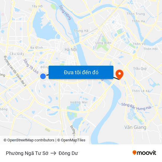 Phường Ngã Tư Sở to Đông Dư map