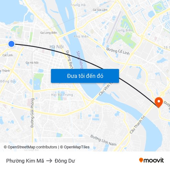 Phường Kim Mã to Đông Dư map