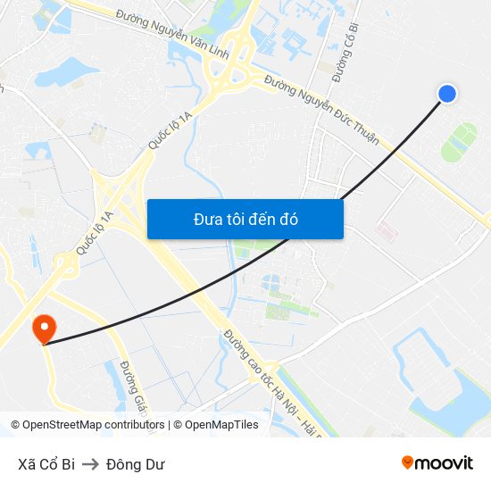 Xã Cổ Bi to Đông Dư map