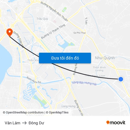 Văn Lâm to Đông Dư map