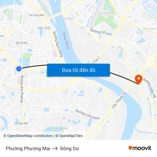 Phường Phương Mai to Đông Dư map