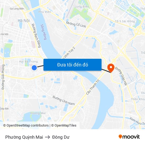 Phường Quỳnh Mai to Đông Dư map