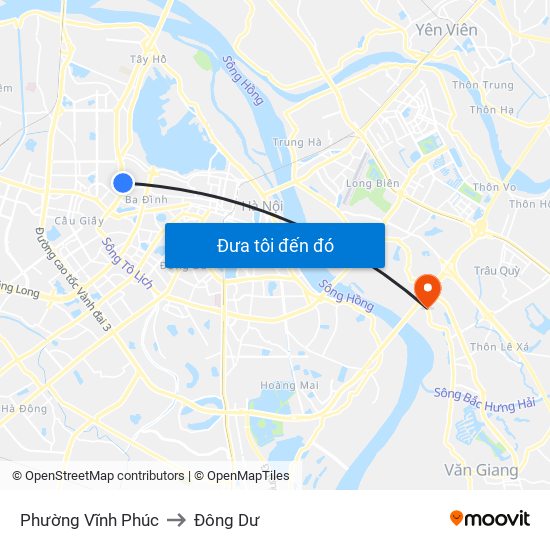 Phường Vĩnh Phúc to Đông Dư map