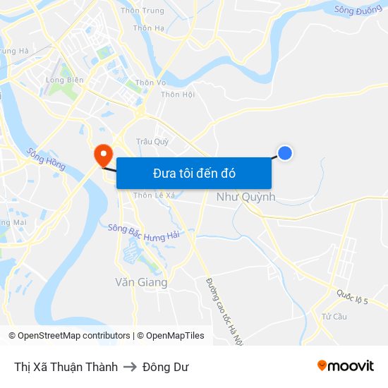 Thị Xã Thuận Thành to Đông Dư map