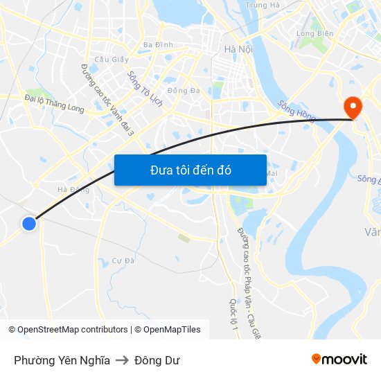 Phường Yên Nghĩa to Đông Dư map