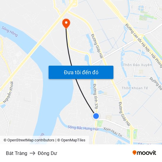 Bát Tràng to Đông Dư map