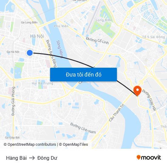 Hàng Bài to Đông Dư map